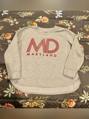 Maryland MD Red Grey State of Mine Crewneck Sweatshirt *read size description*